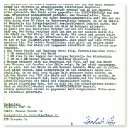 Bericht Bernhard Köppes über die 1. Besichtigung des Fundes - 26.11.1987