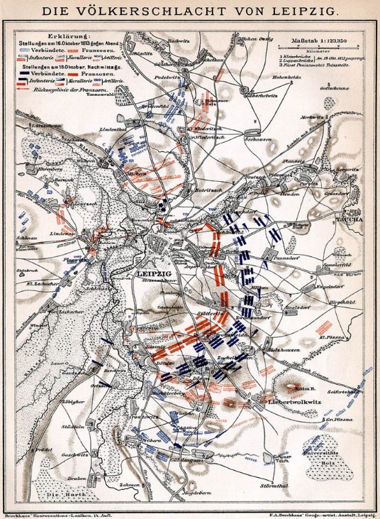 Schlachtaufstellung - 16.10.1813 am Abend