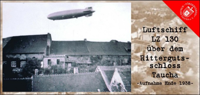 Postkarte #3 LZ 130 über dem Schloss Taucha