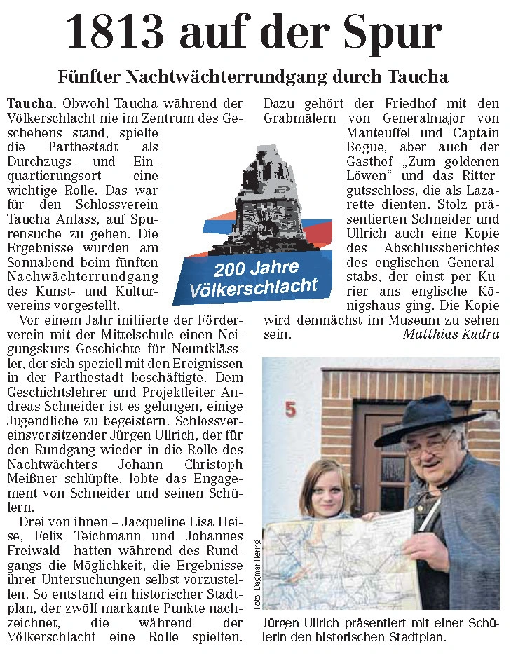 LVZ, 30.09.2013 - 1813 auf der Spur