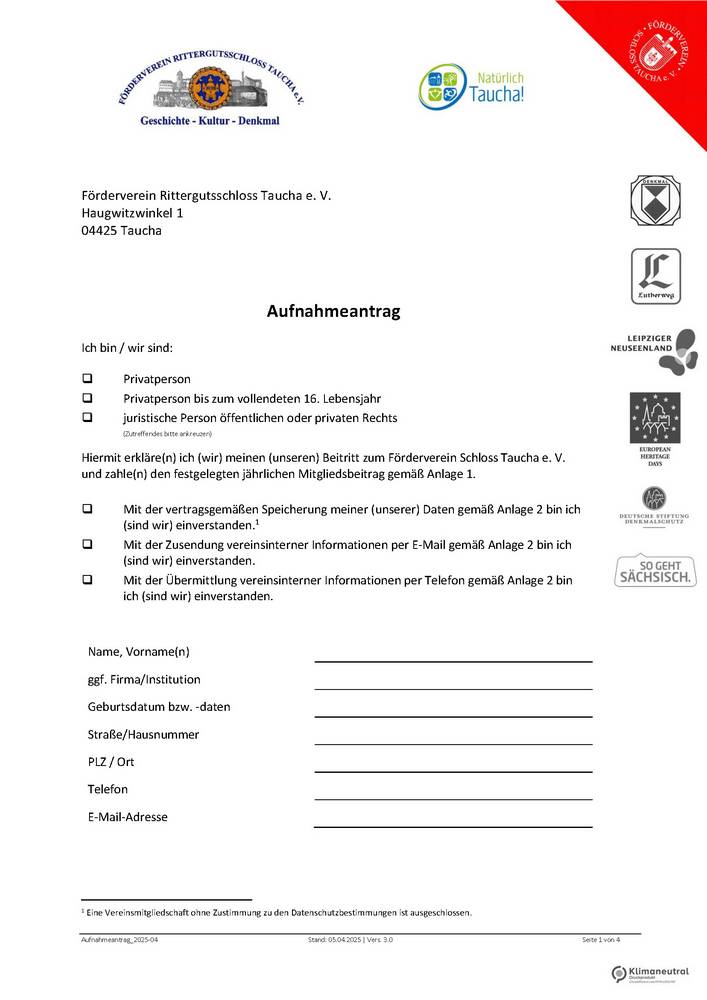 Aufnahmeantrag - Vers. 2024