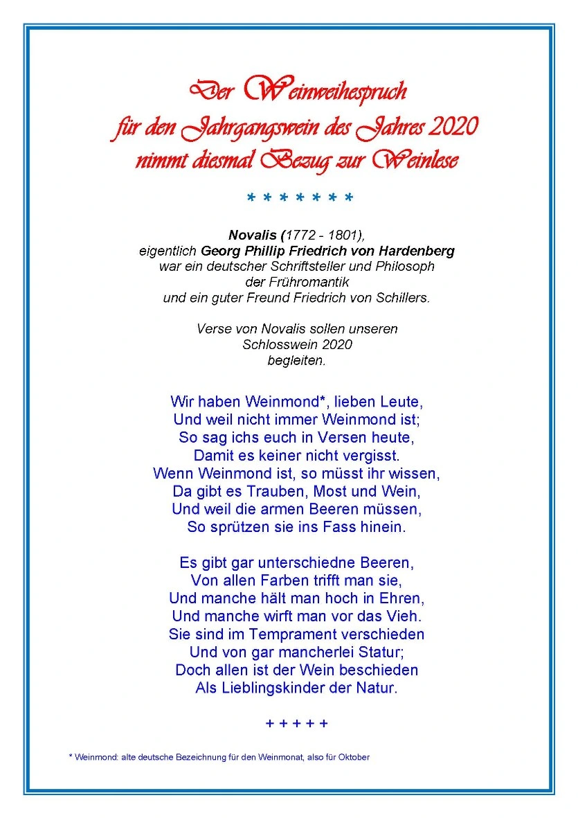 Weinweihe des Jahrgangs 2020